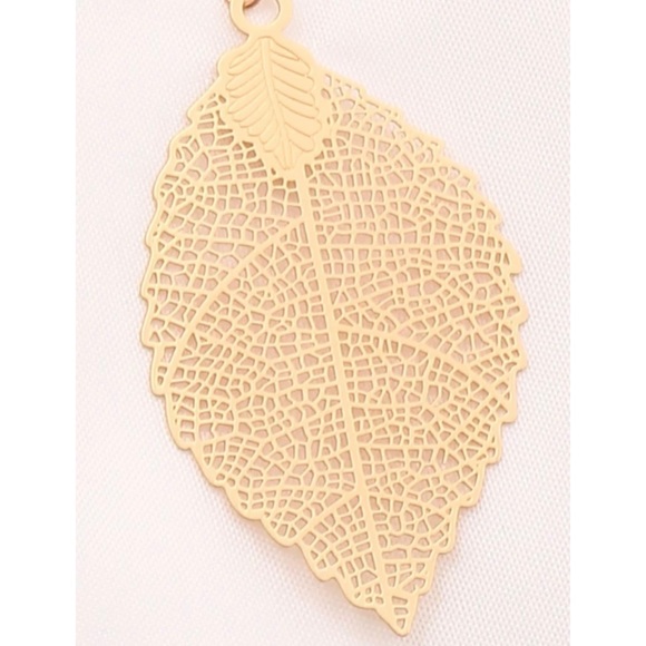 ⭐3/$30 | Gold Leaf Drop Earrings - Picture 2 of 2